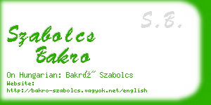 szabolcs bakro business card